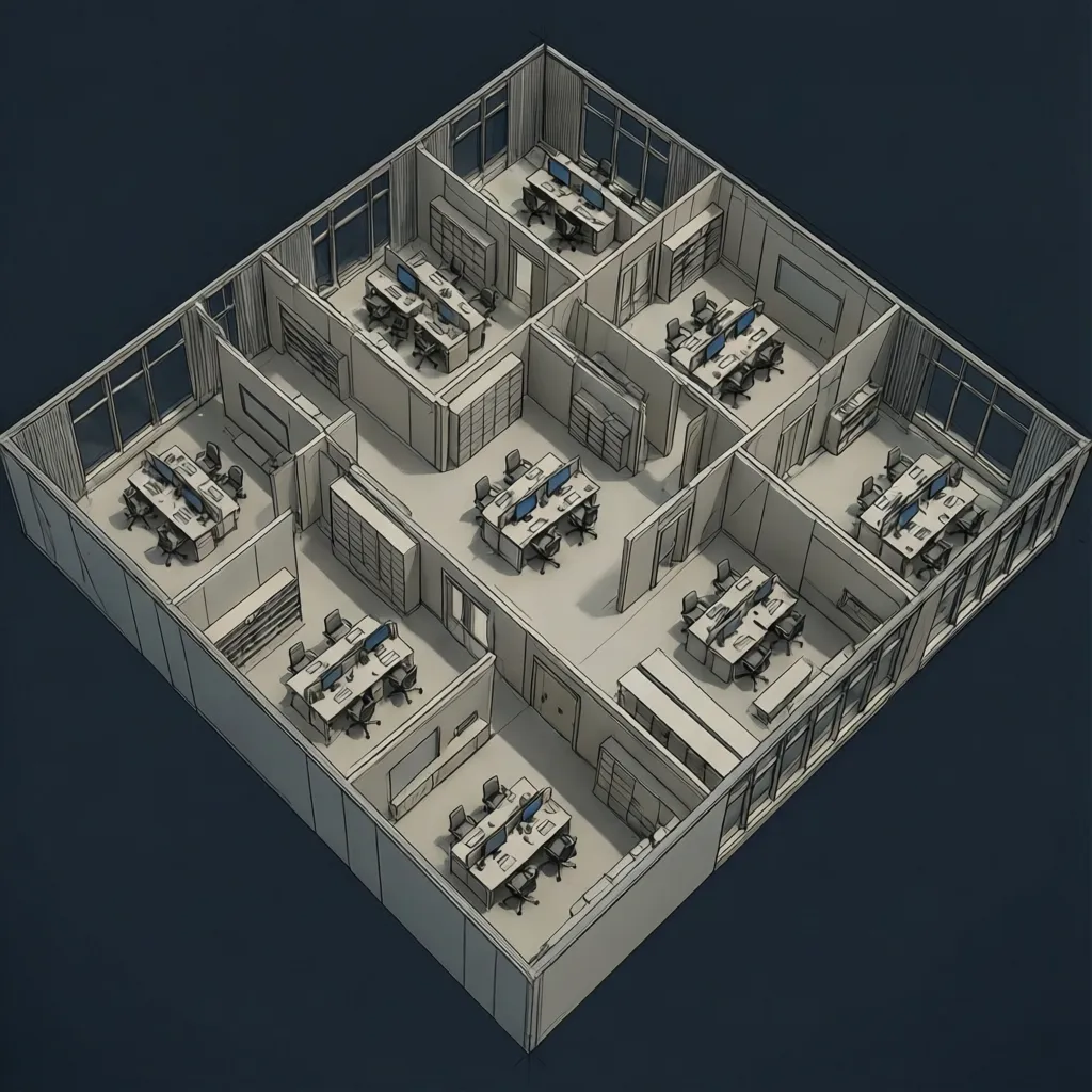 Large architectural floor model with simplified geometry for performance optimization