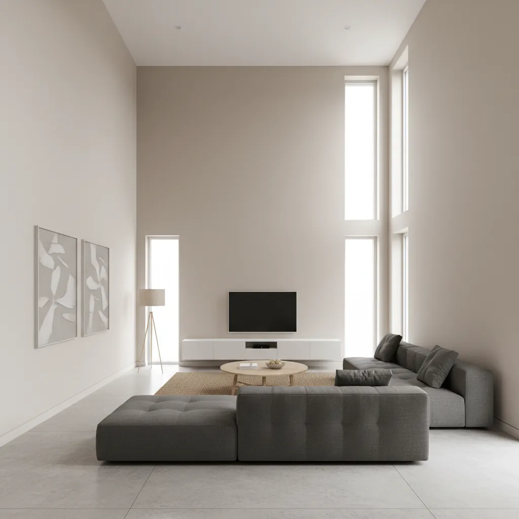 Freshly painted modern living room interior in a large house