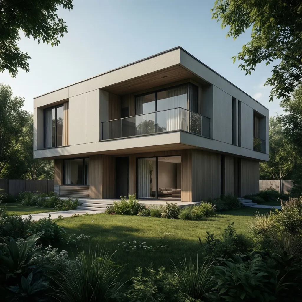 simple modern large house exterior with clean structure