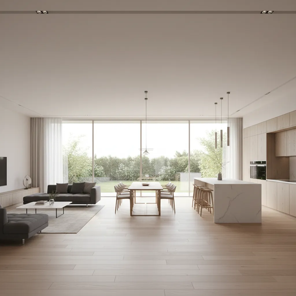 modern open concept layout inside a large home showing efficient space planning