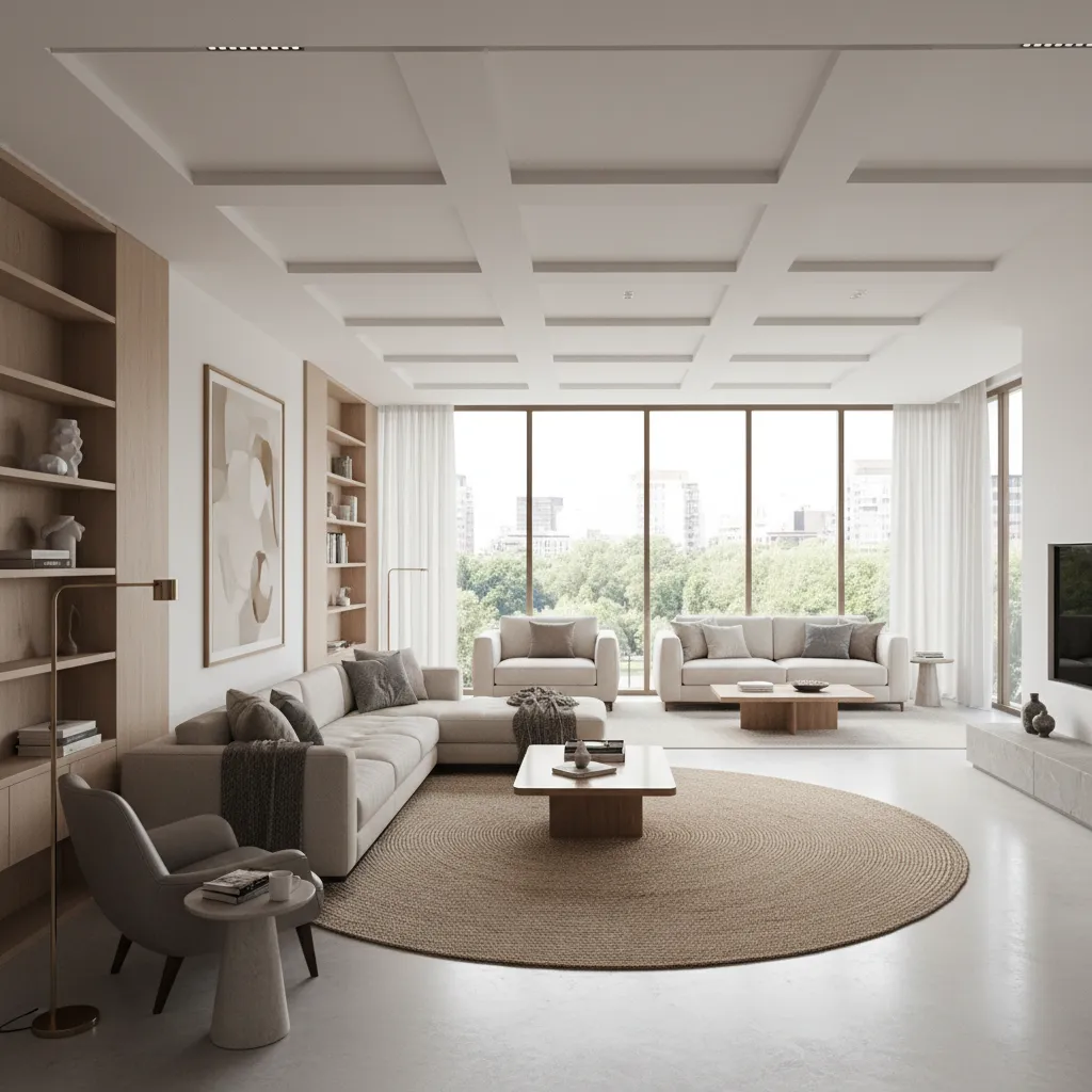 large living room with sectional seating reading corner and secondary conversation area