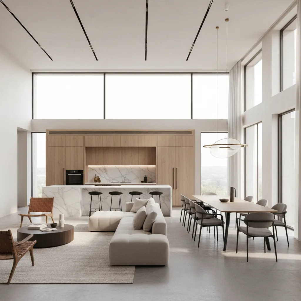 Spacious luxury home interior representing large floor plan living areas