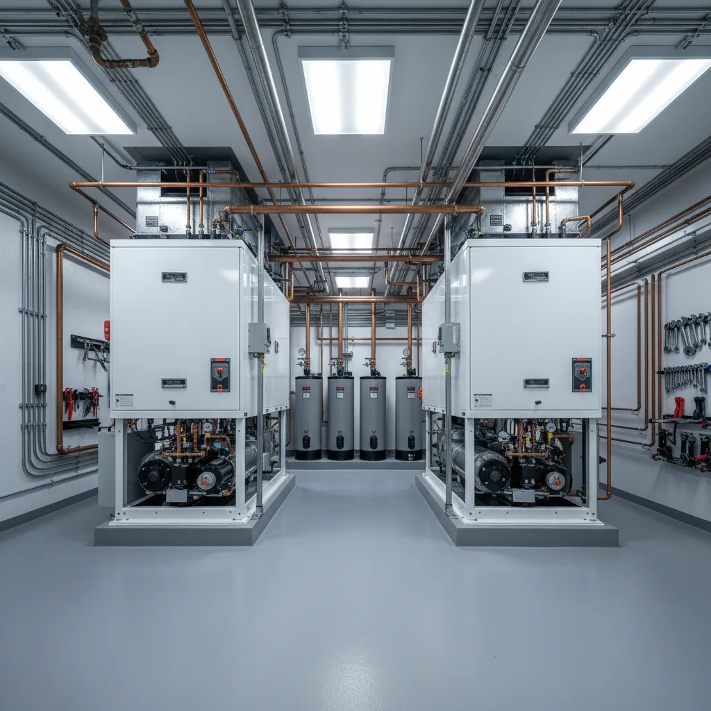 Mechanical and HVAC systems room inside a large luxury mansion