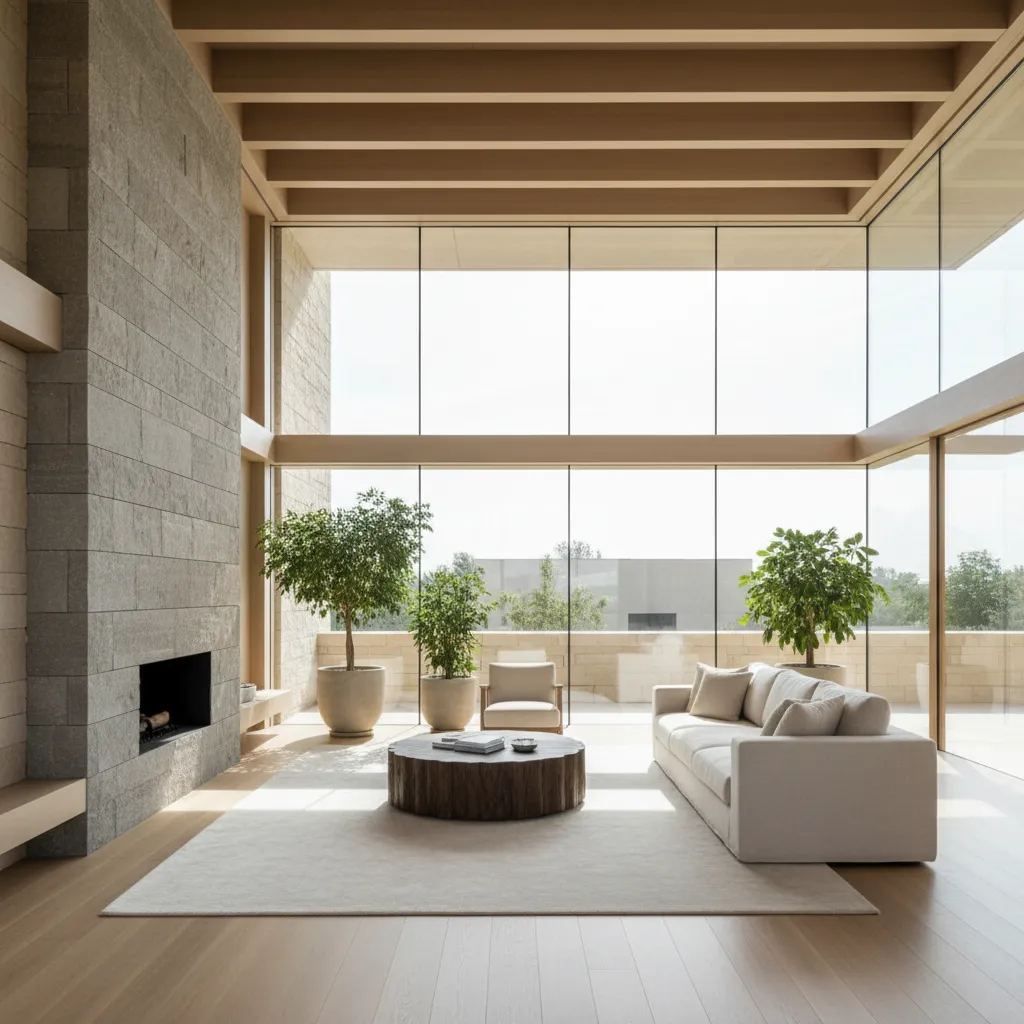 Interior con grandes ventanales y abundante luz natural