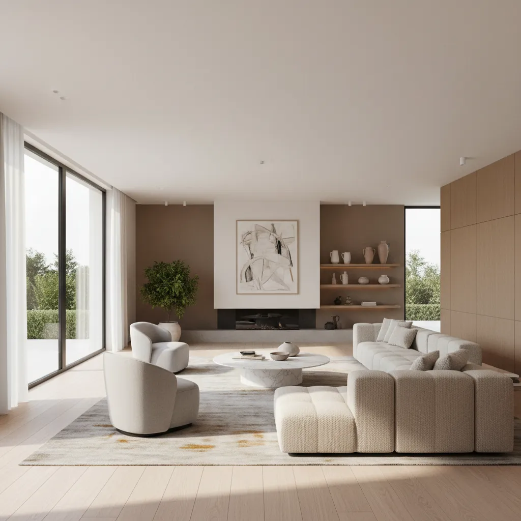 Salón amplio con mucha luz natural en una vivienda moderna