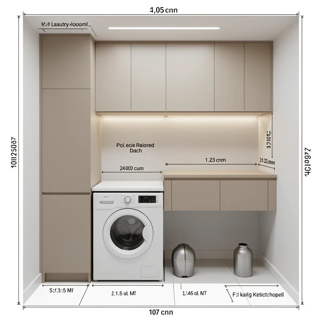 Laundry appliance spacing diagram showing safe clearance around washer and dryer