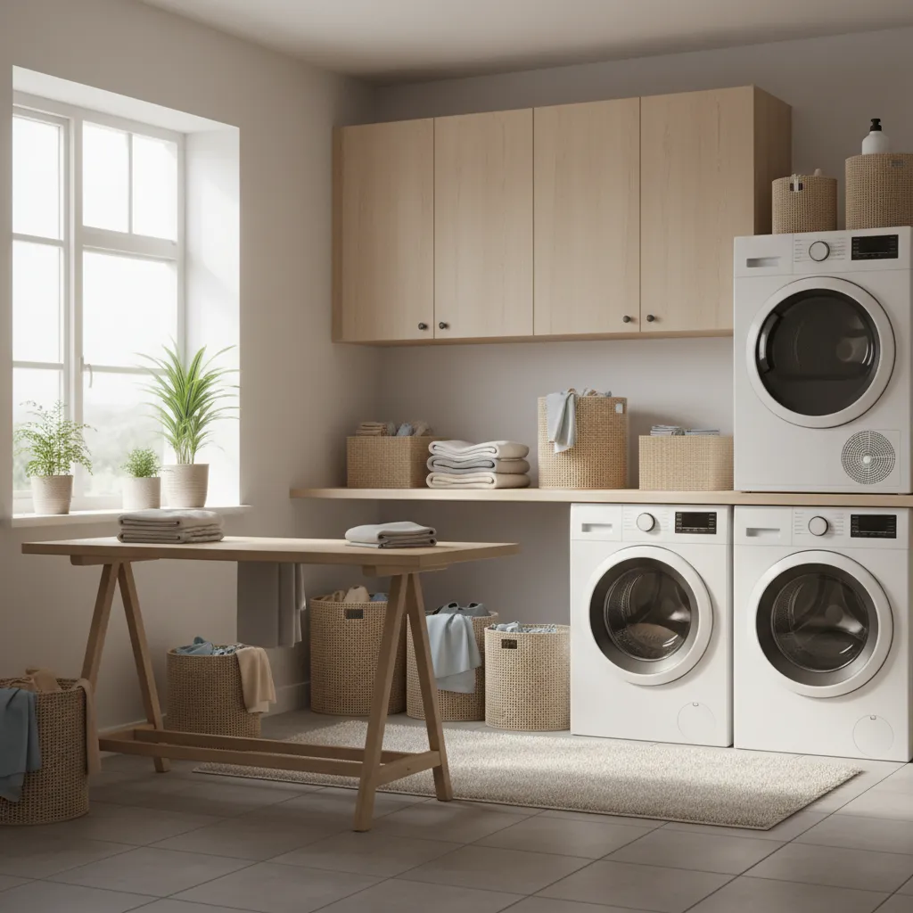 Laundry baskets and washing machines representing cost comparison between free and paid laundry