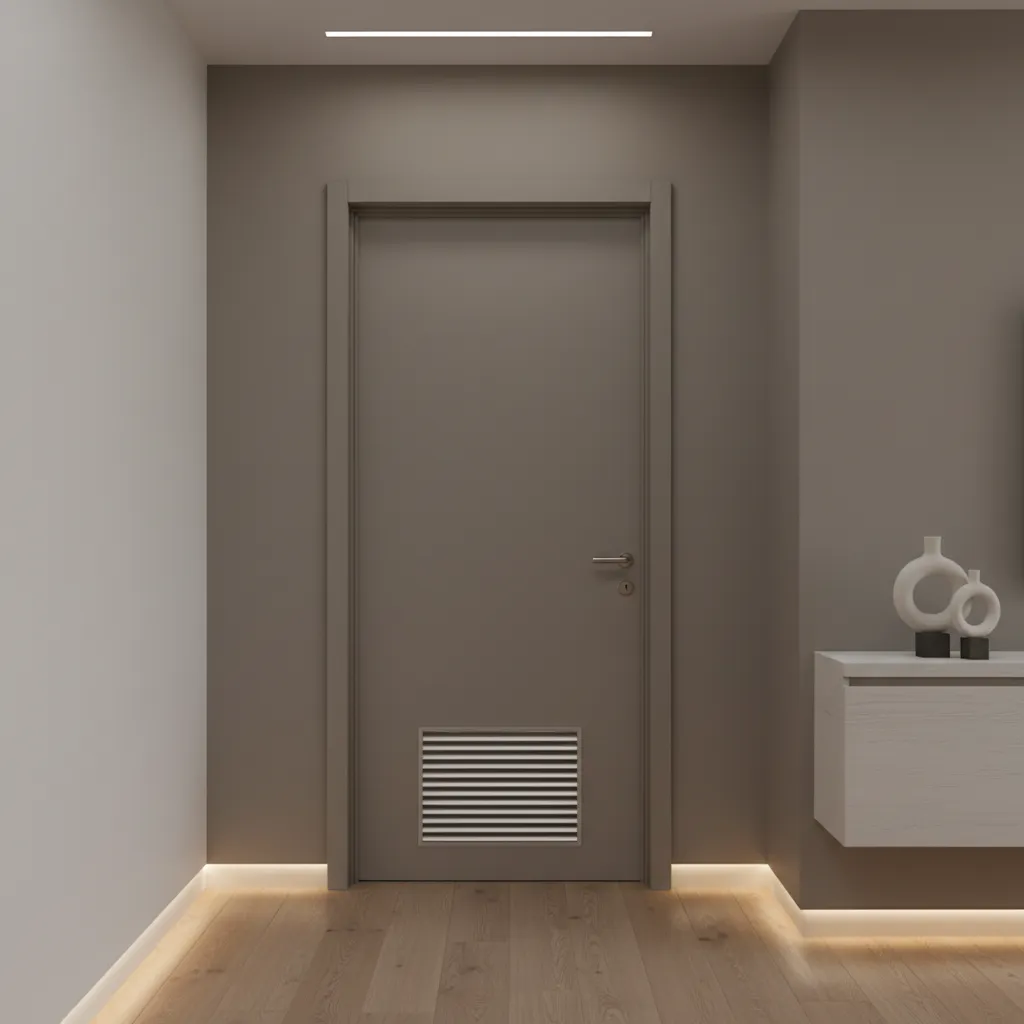 solid laundry room door with rectangular vent grille near the bottom