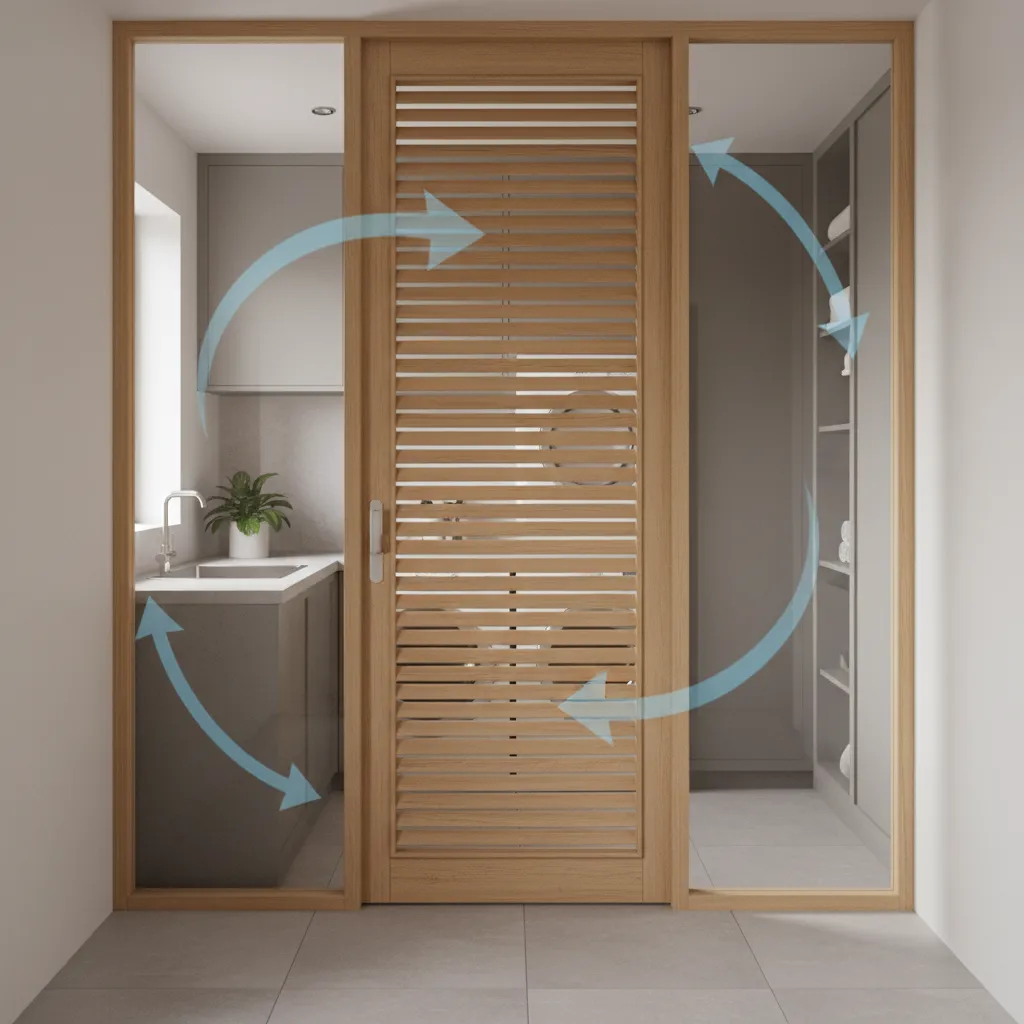 Comparison of solid laundry room door versus louvered vented door for airflow