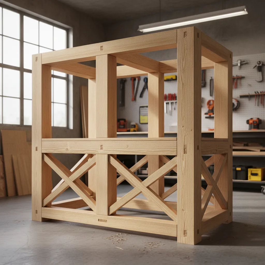 laundry pedestal structure with cross bracing and support beams