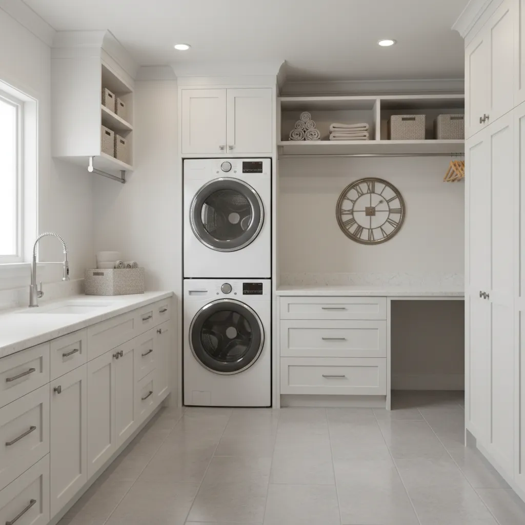 laundry room layout showing ideal wall placement for a clock