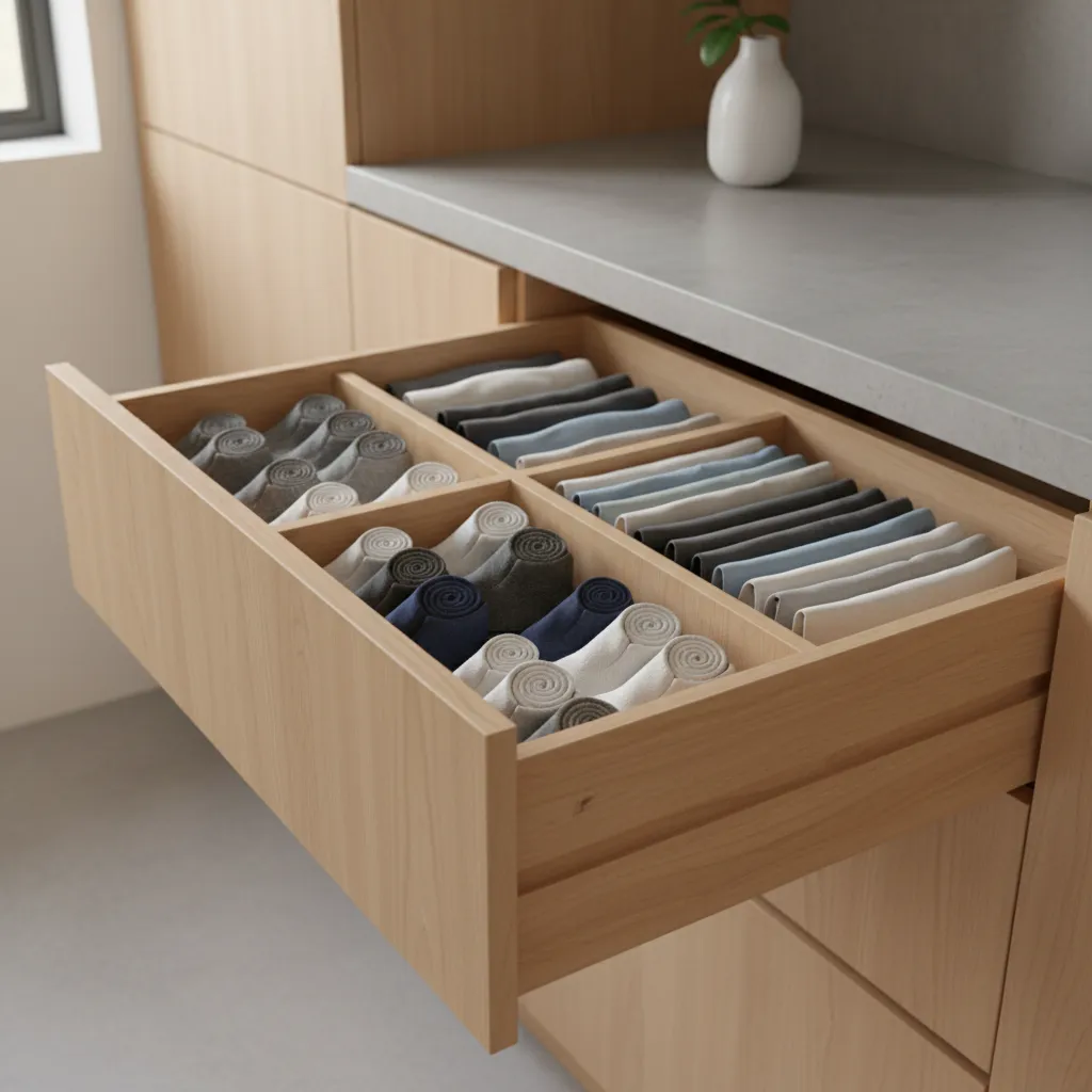 organized laundry drawers with dividers for socks and underwear