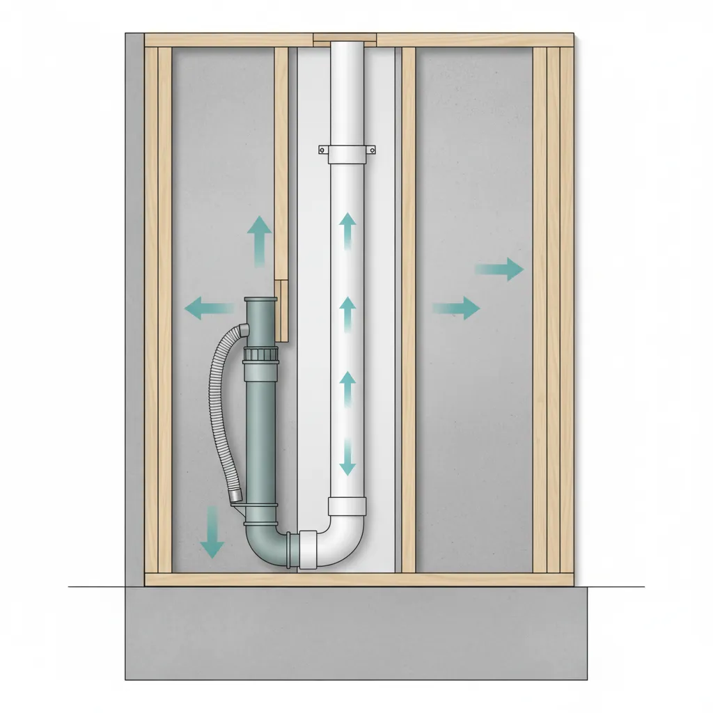 laundry room ventilation and plumbing vent system diagram