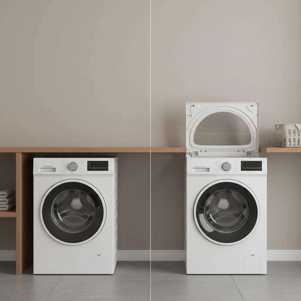 comparison of deep store shelf vs narrow custom shelf in laundry room