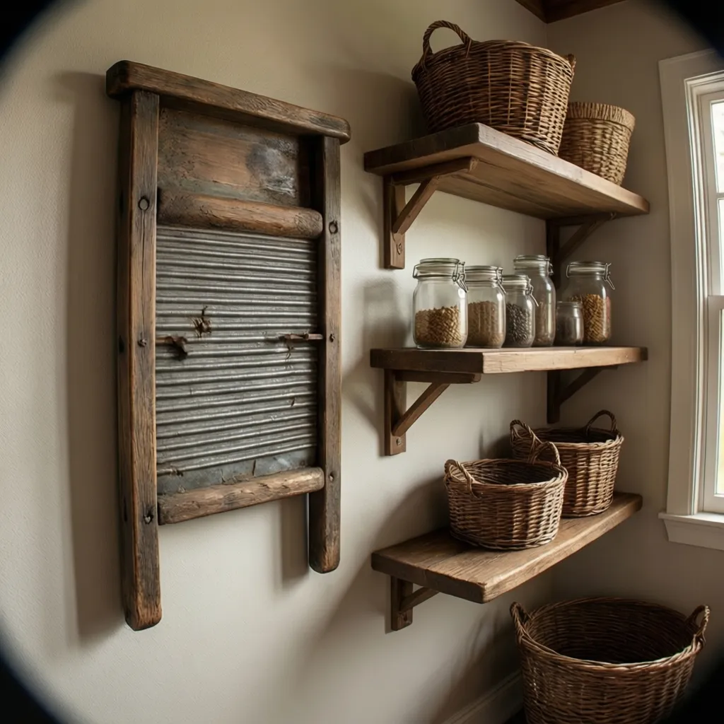 Combining Washboards with Shelves, Signs, and Baskets