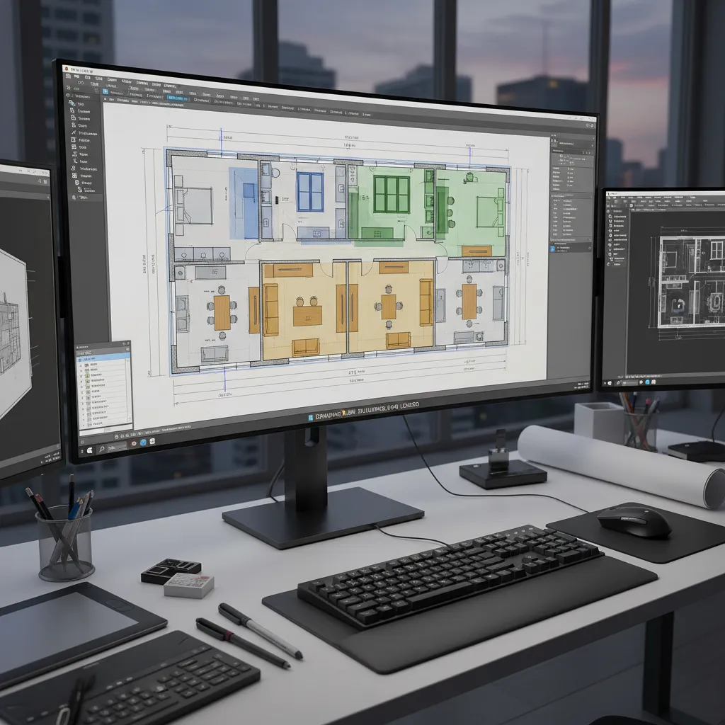 Contoh pengaturan layer pada gambar denah