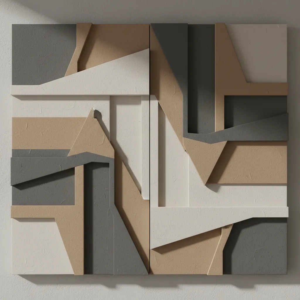 close view of layered 3D wall art showing multiple depth levels