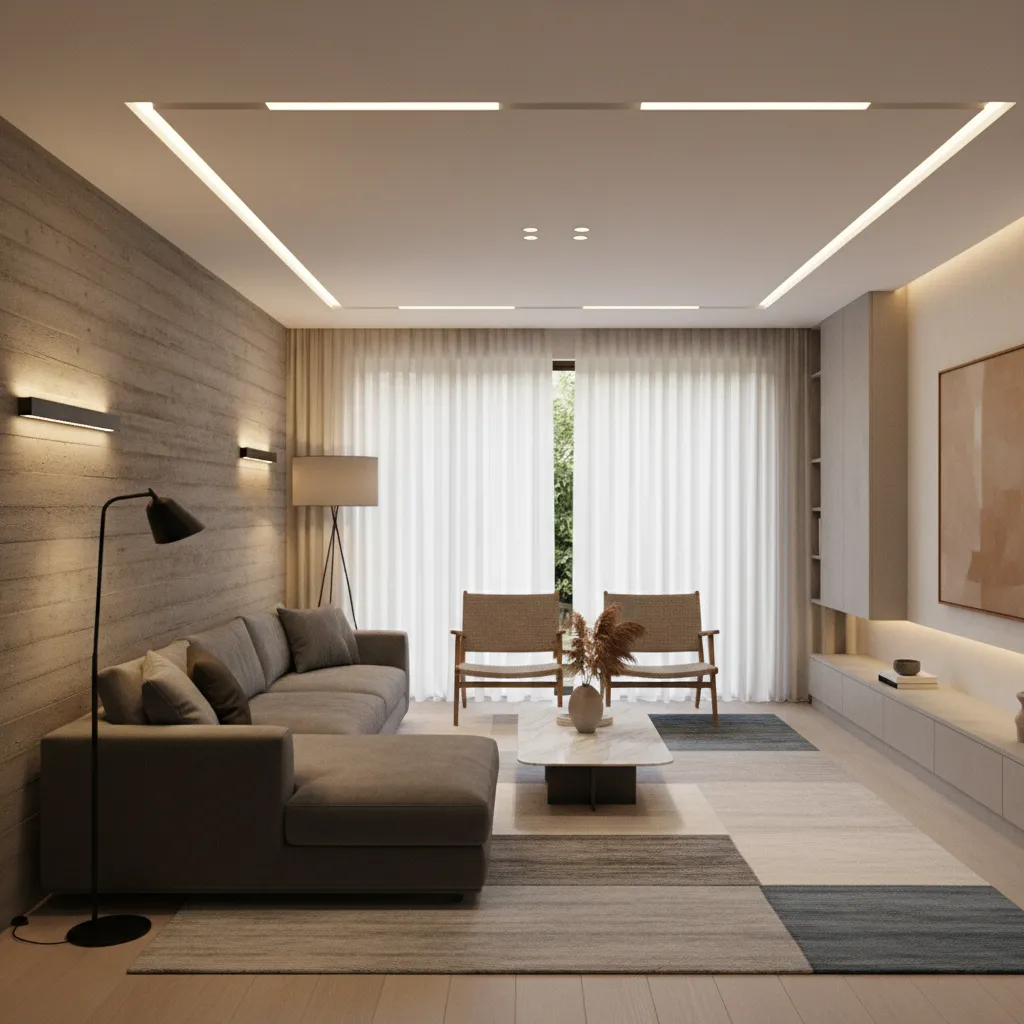 Interior room demonstrating ambient task and accent lighting layers