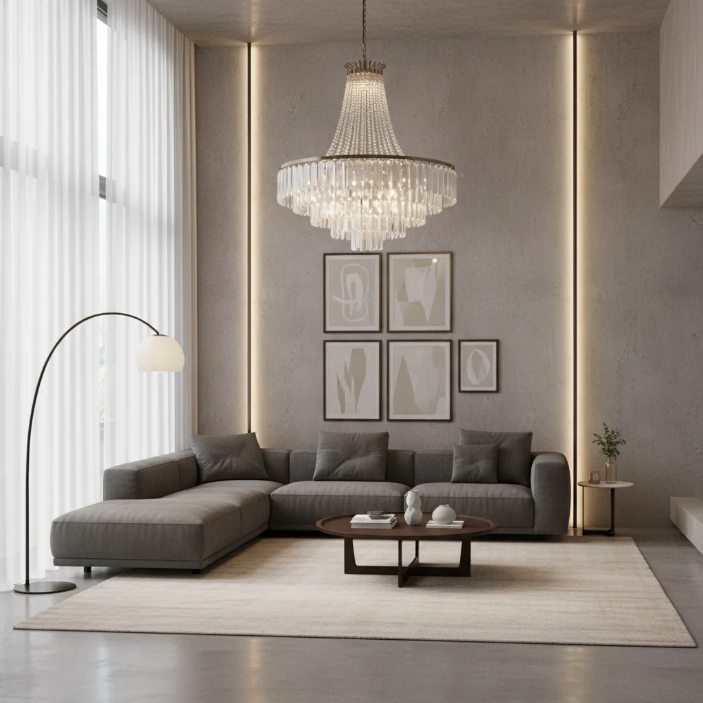 diagram showing ambient task and accent lighting in a living room