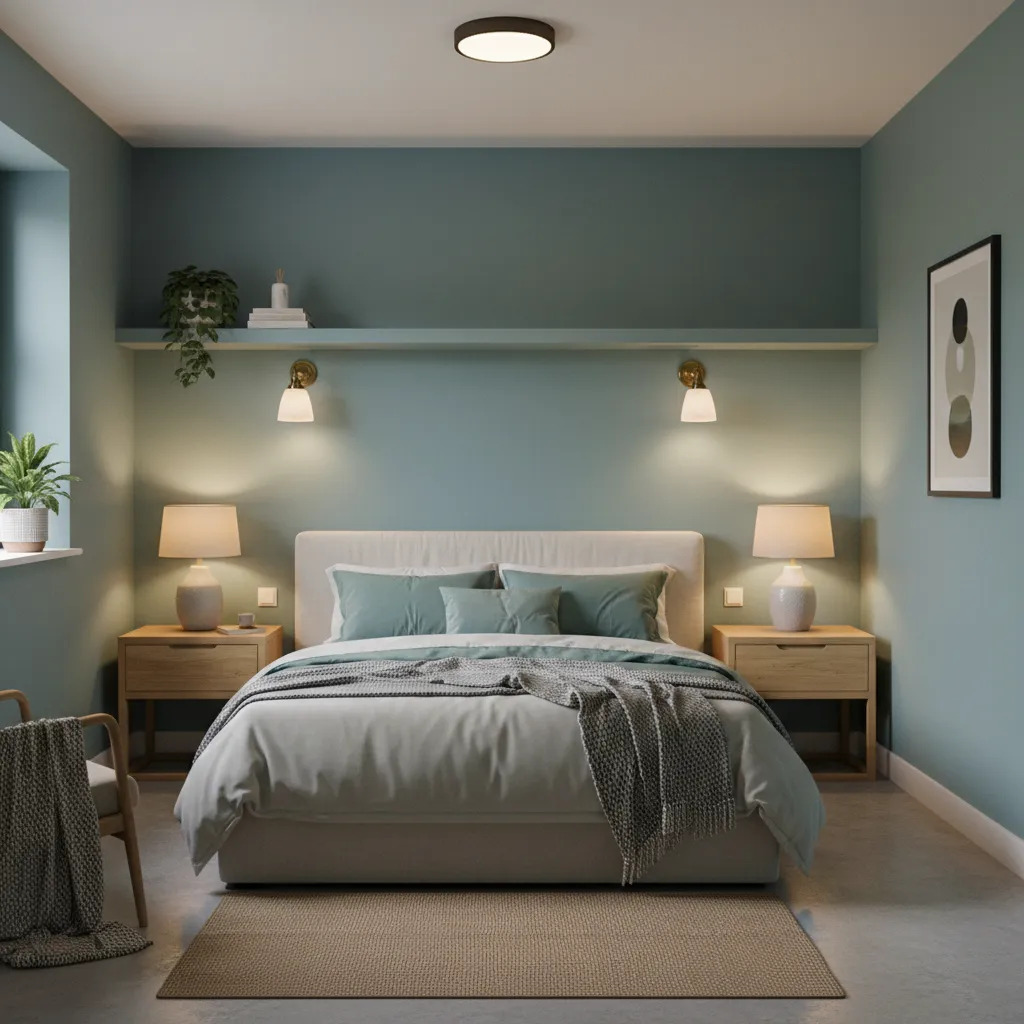 Fixing Poor Lighting in Small Blue Green Bedrooms