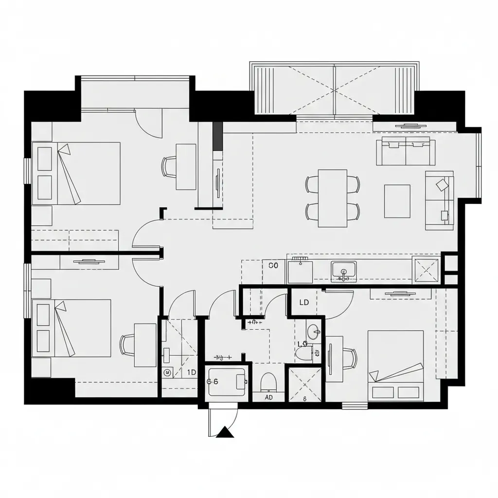 個室を静かに後退させるレイヤー