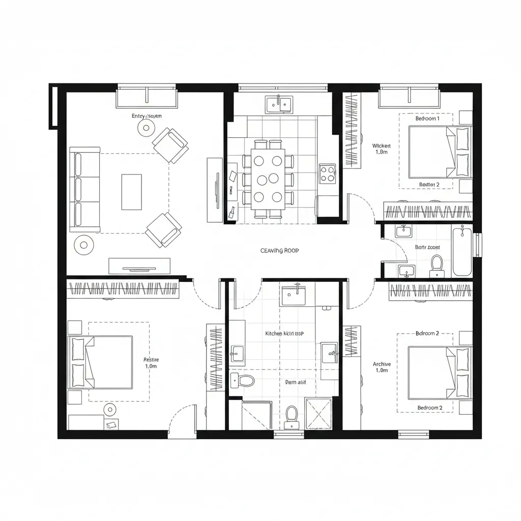 Layout A: Courtyard Spine with Split Public-Private Bands