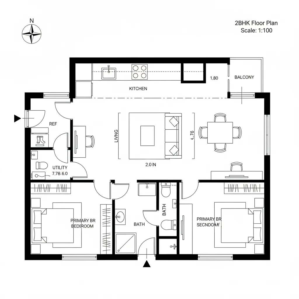 Layout A: Split-Core Living with Linear Galley