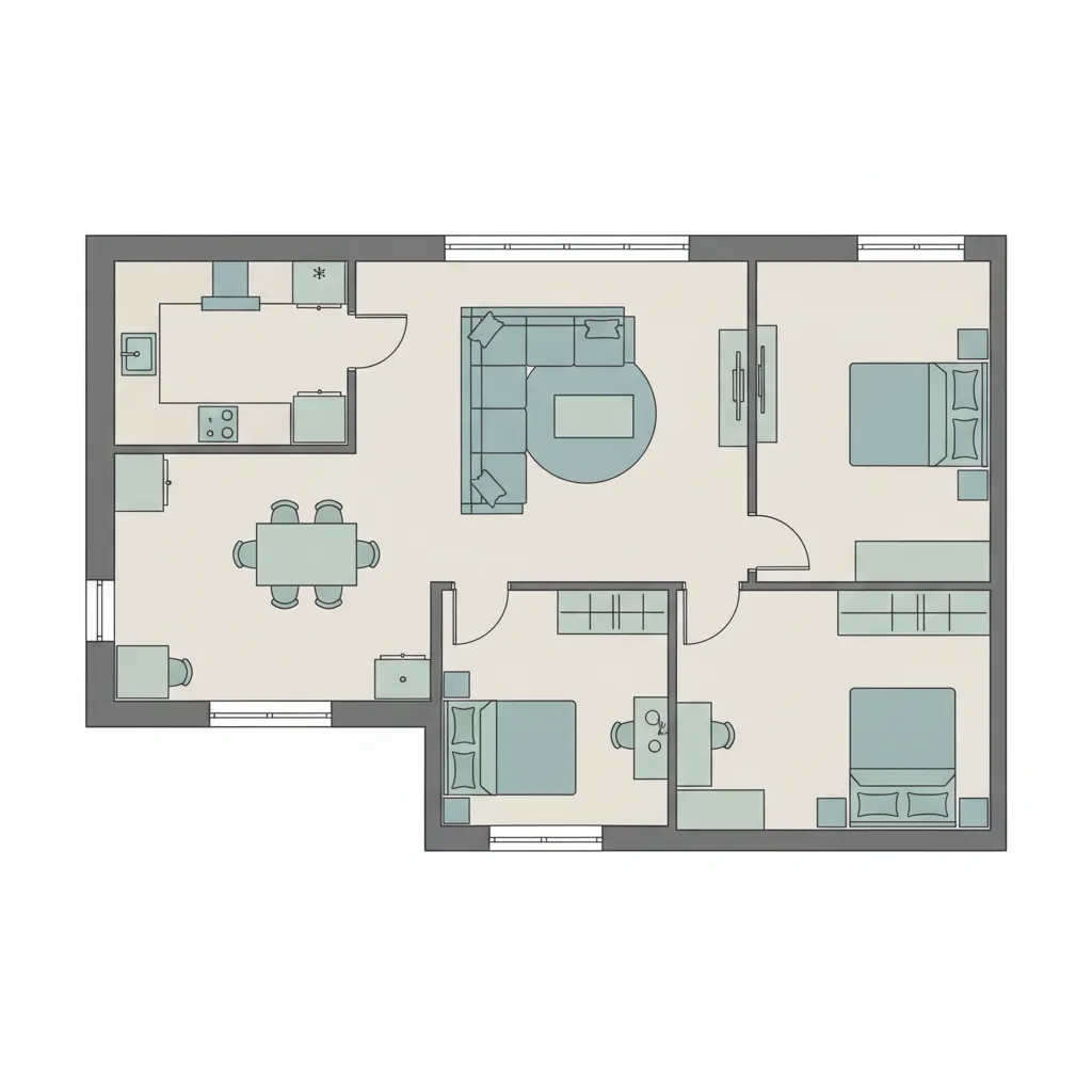 planta de casa digital com móveis posicionados