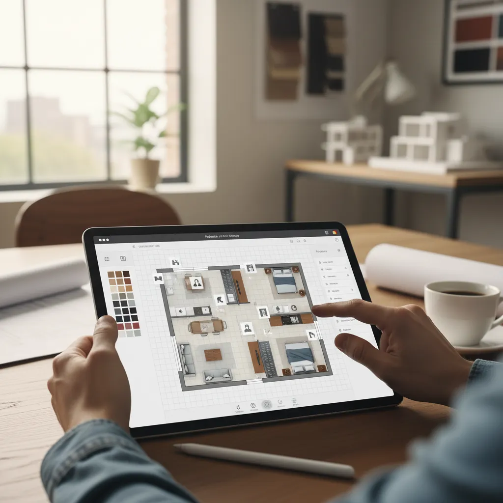 planejamento de layout residencial em aplicativo de planta de casa