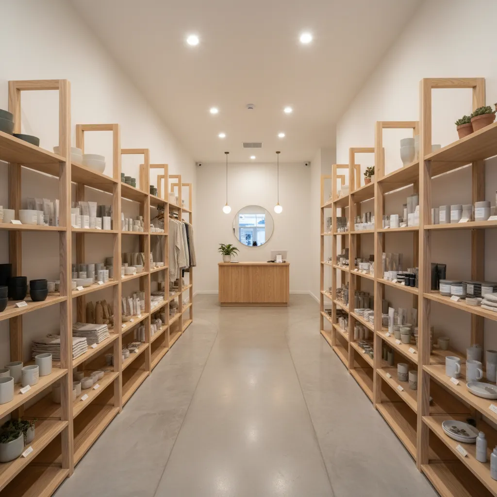 Distribución interior de una tienda pequeña bien organizada