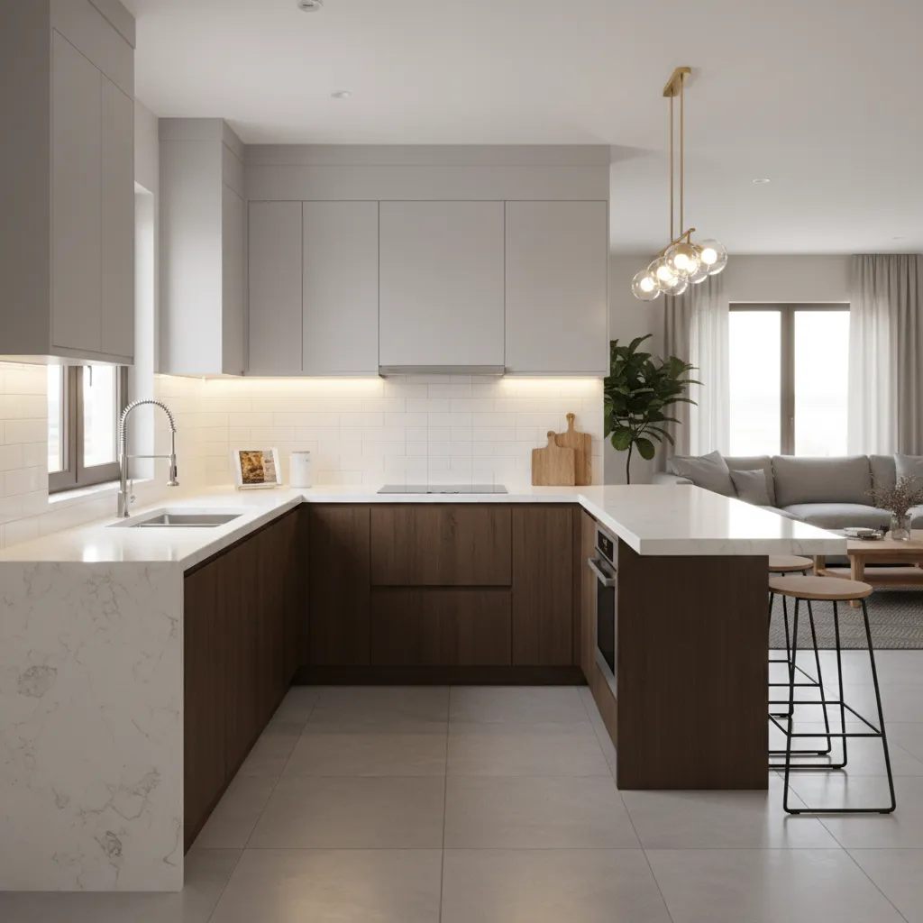 Desain dapur dengan layout U shape