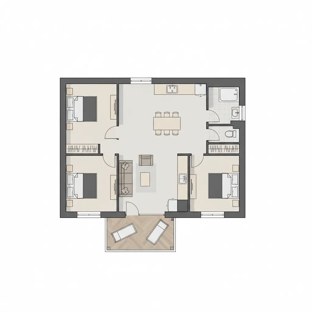 Denah rumah type 60 dengan dua kamar tidur