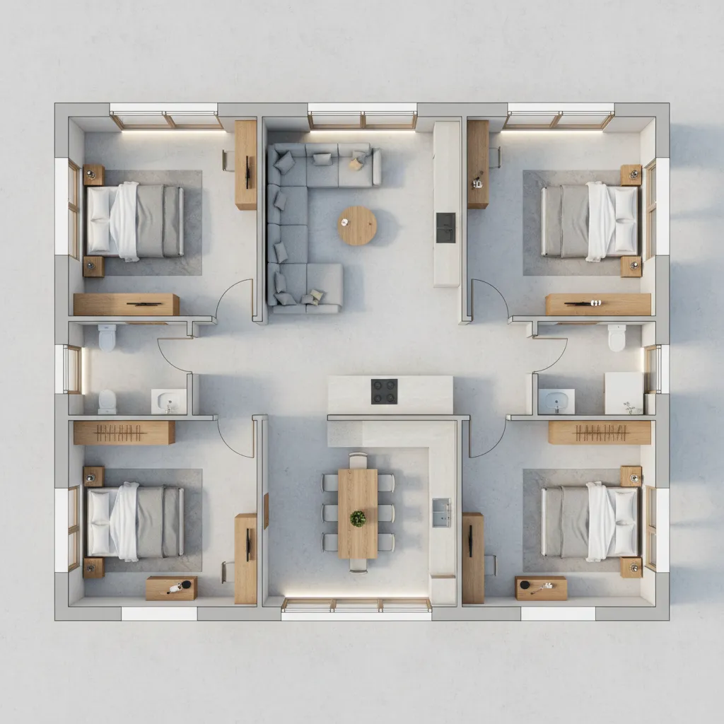 Contoh layout dasar denah rumah type 72