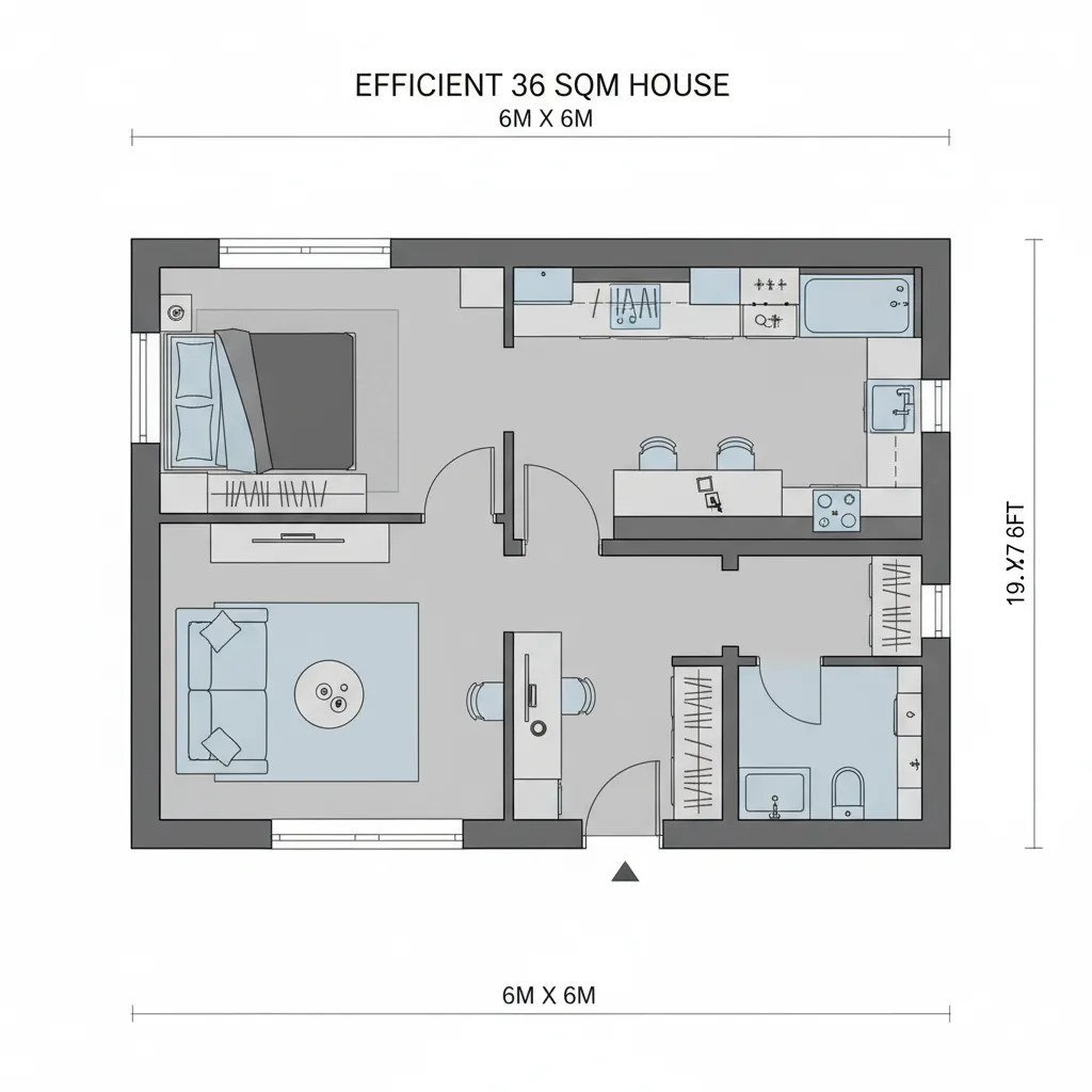 Layout efisien rumah type 36