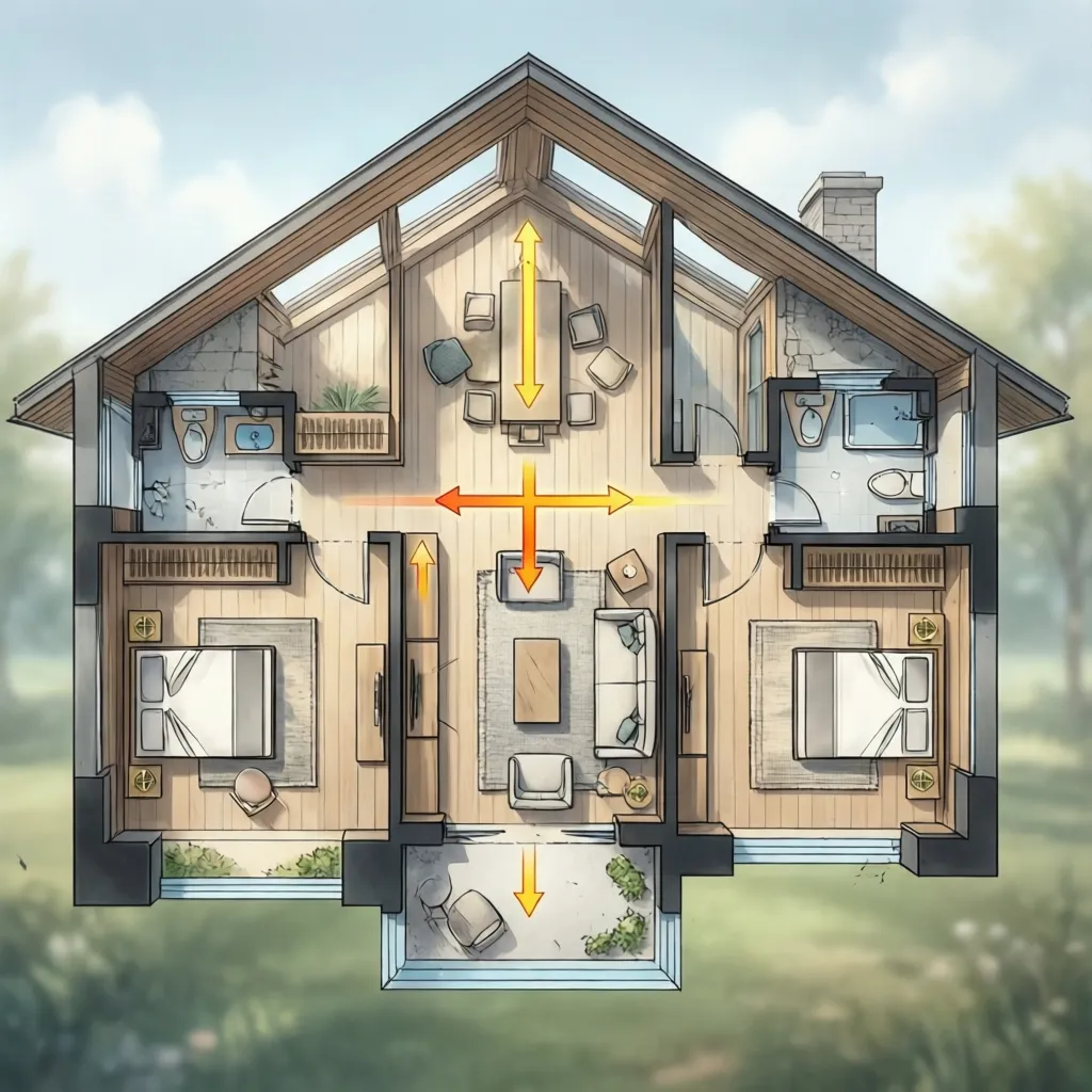 Diagram aliran energi dalam denah rumah