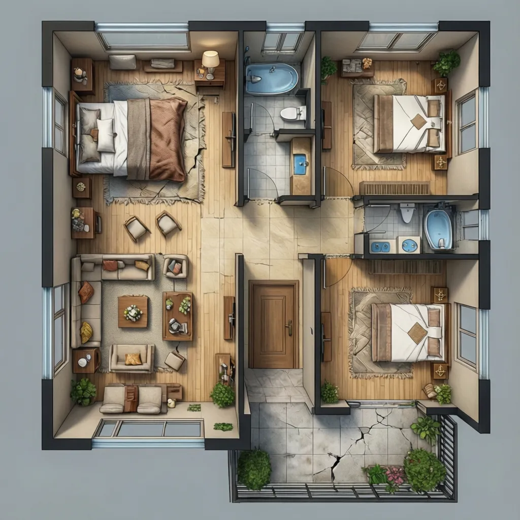 Denah lantai dua rumah ukuran 7x10 meter