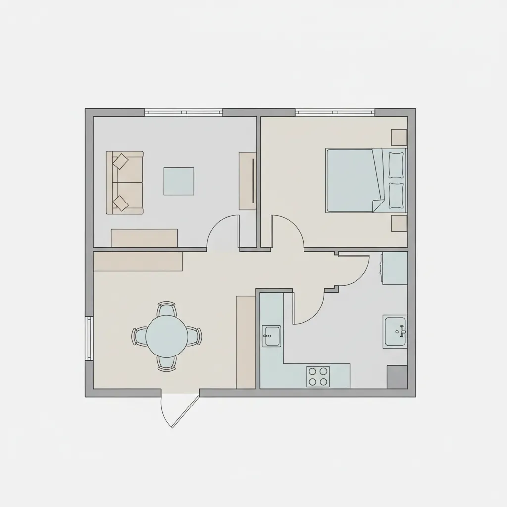 planta de casa com móveis posicionados mostrando organização dos ambientes