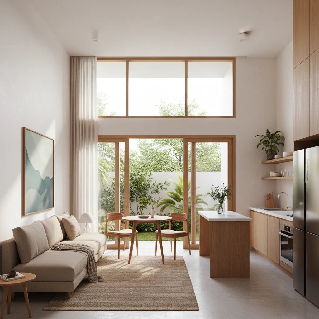 Interior konsep open space rumah type 45
