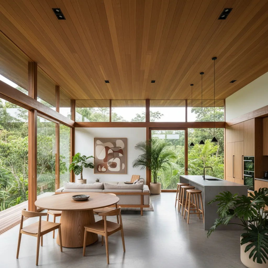 Interior ruang keluarga dan ruang makan open space