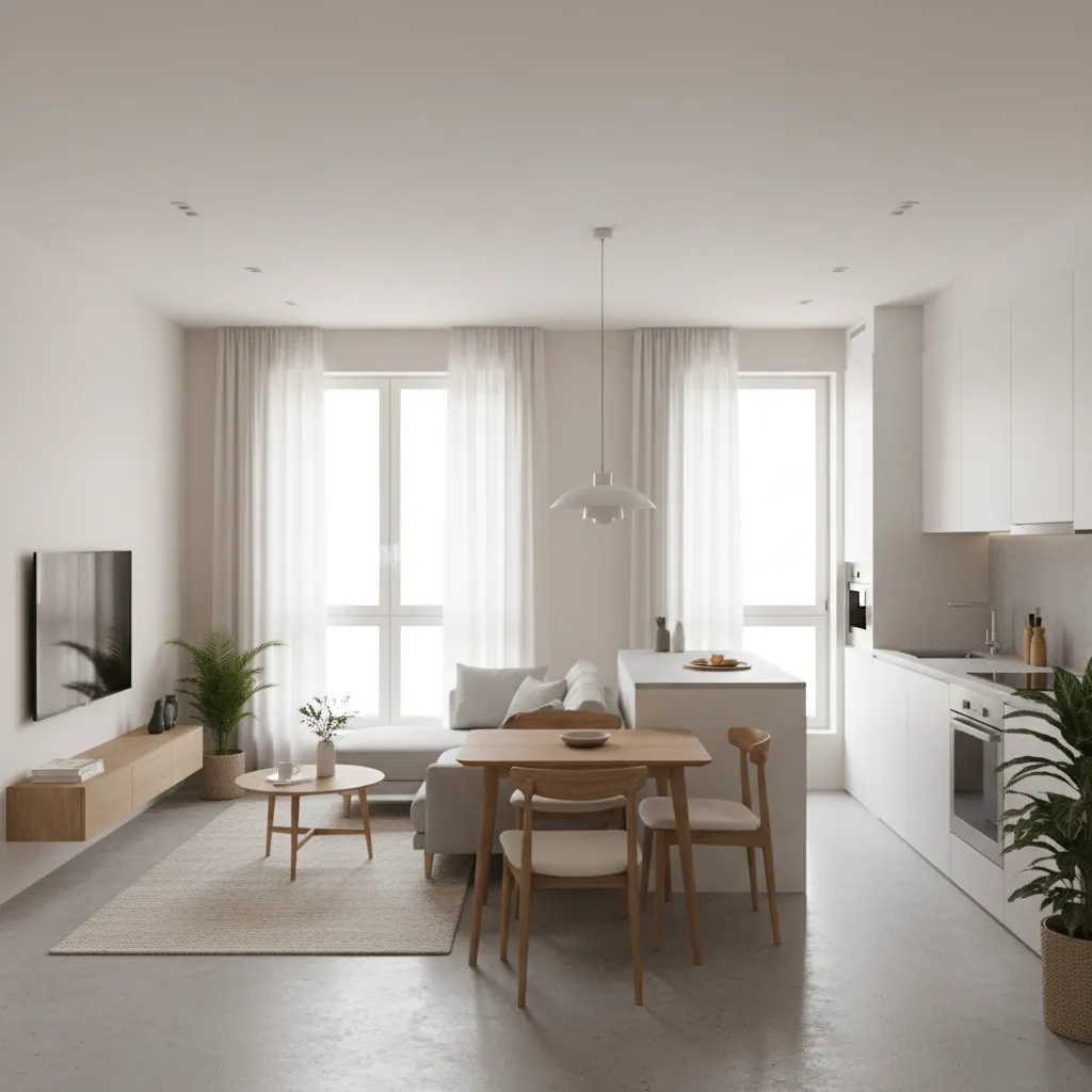 Contoh interior rumah kecil 4x6 dengan konsep ruang terbuka