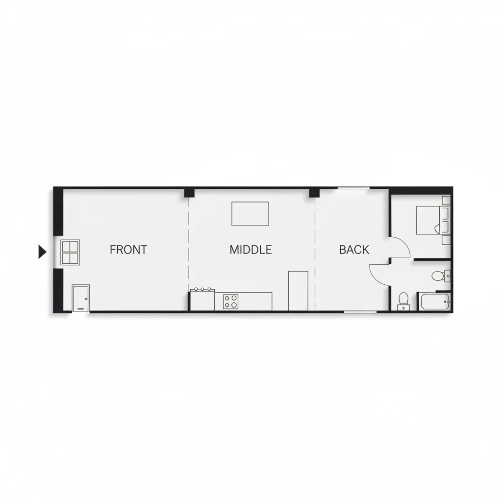 Diagram pembagian zona ruang rumah 5x20