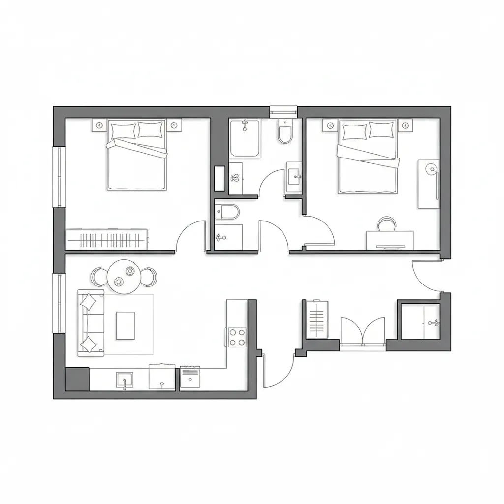 Contoh layout rumah kecil 6x6 dengan dua kamar