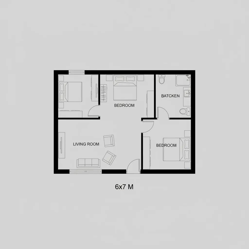 Pembagian zona ruang rumah ukuran 6x7 meter