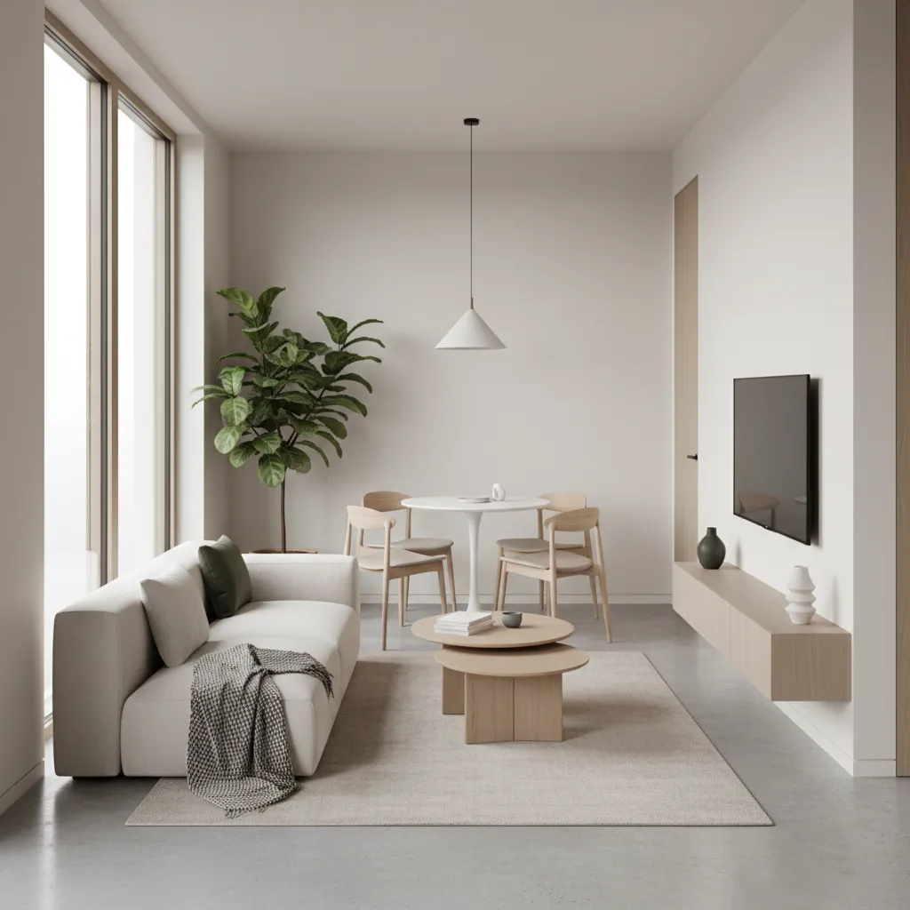 Ruang keluarga terbuka pada rumah kecil