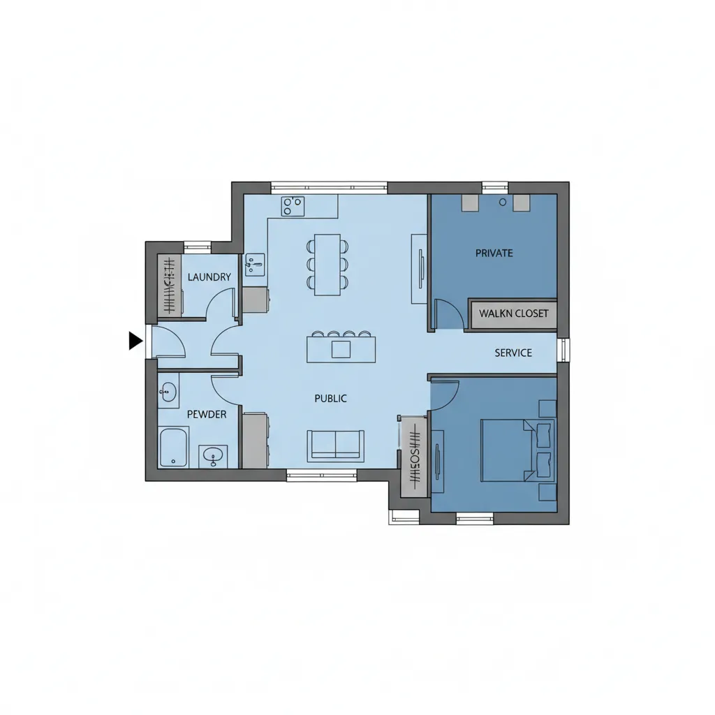 Diagram pembagian zona rumah kecil