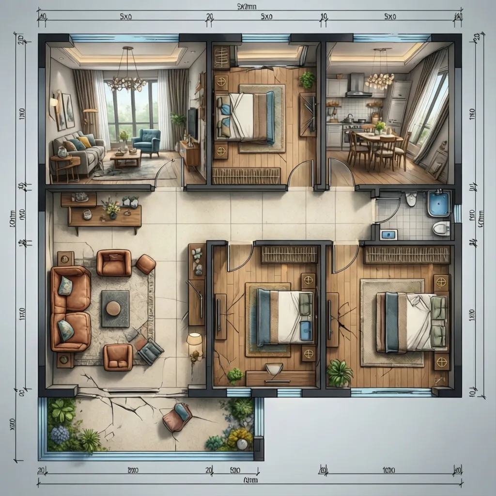 Pembagian zona ruang rumah 8x10 meter