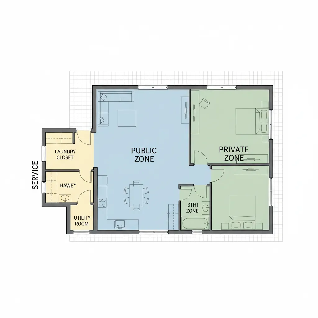 Diagram pembagian zona rumah 8x12