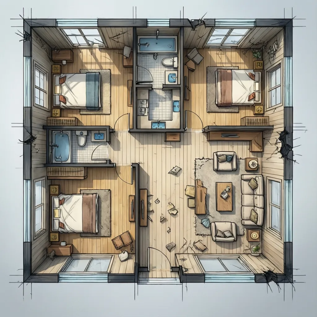 tampilan denah rumah kecil ukuran 5x9 meter