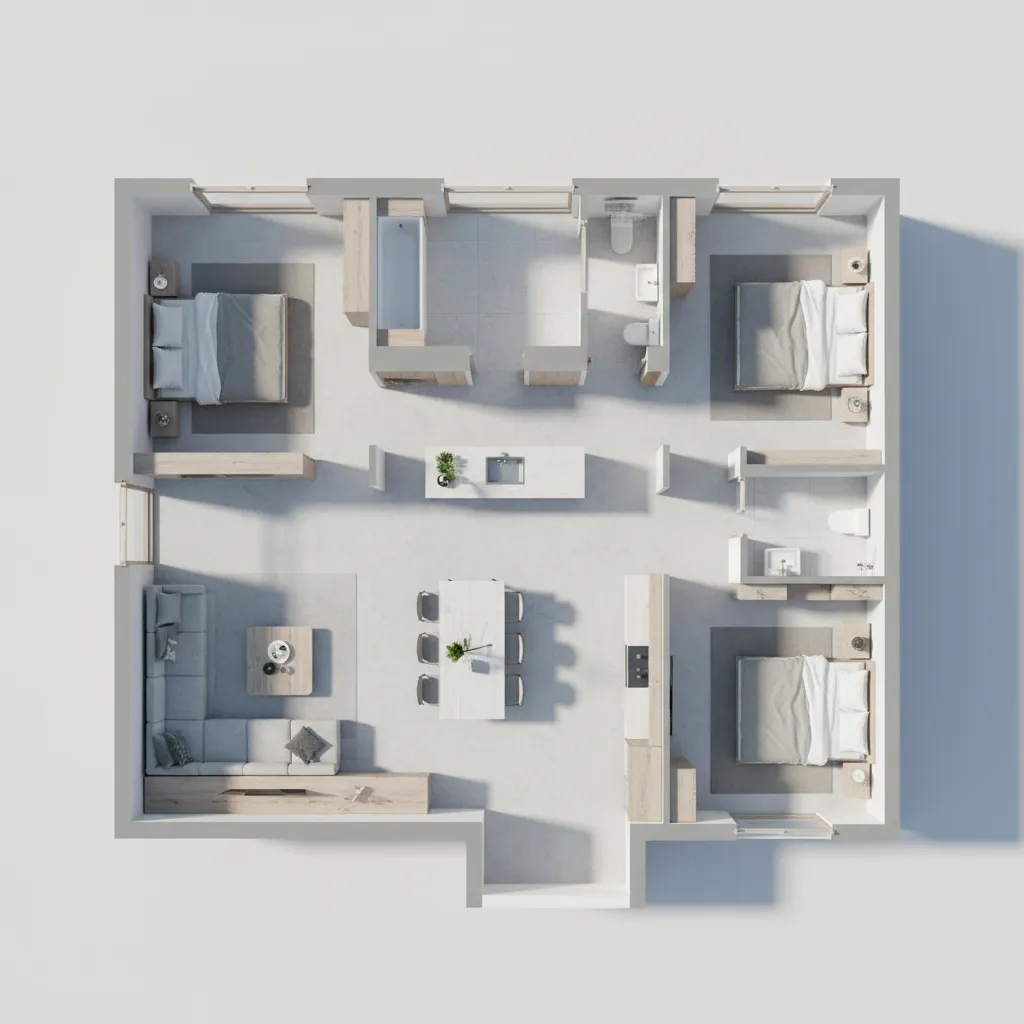 Contoh layout rumah memanjang pada lahan 5x15 meter
