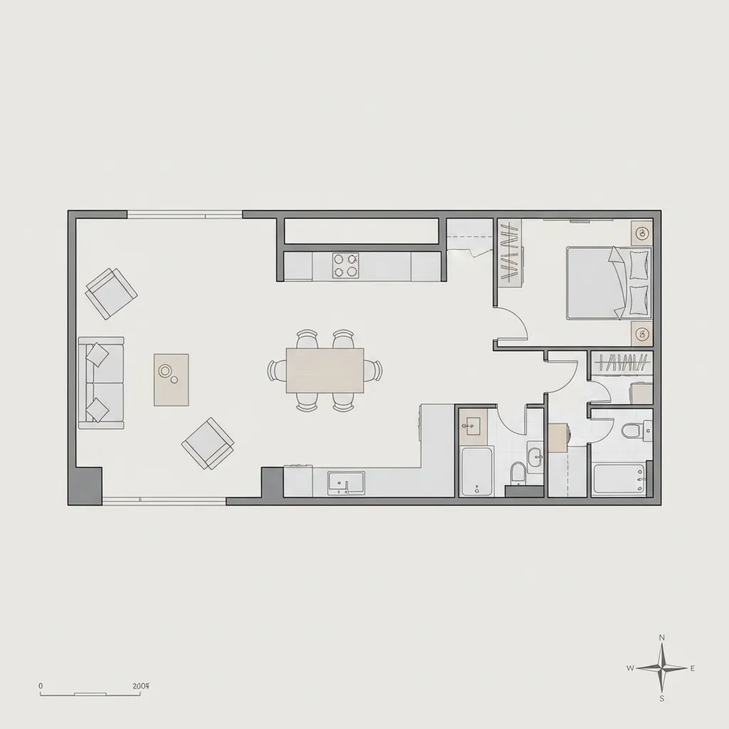 Denah rumah minimalis sederhana dengan tata ruang efisien